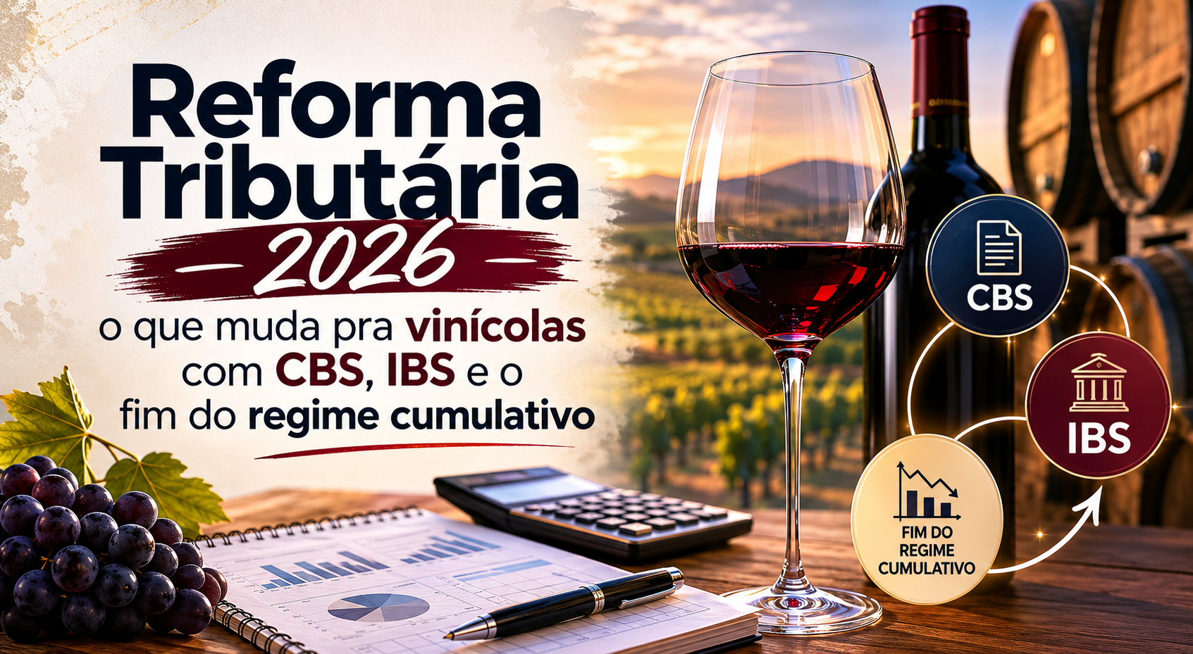Reforma Tributária 2026: o que muda pra vinícolas com CBS, IBS e o fim do regime cumulativo